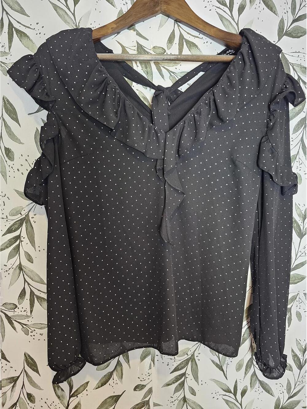 Miss Selfridge Blouse Black Womens Size 4 Off Shoulder